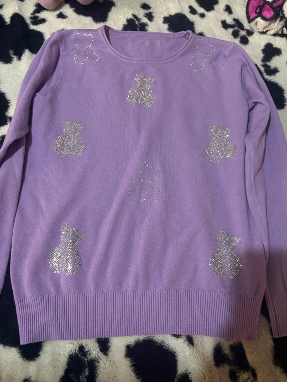 Lavender Long-Sleeve Sweater with Silver Glitter Accents
